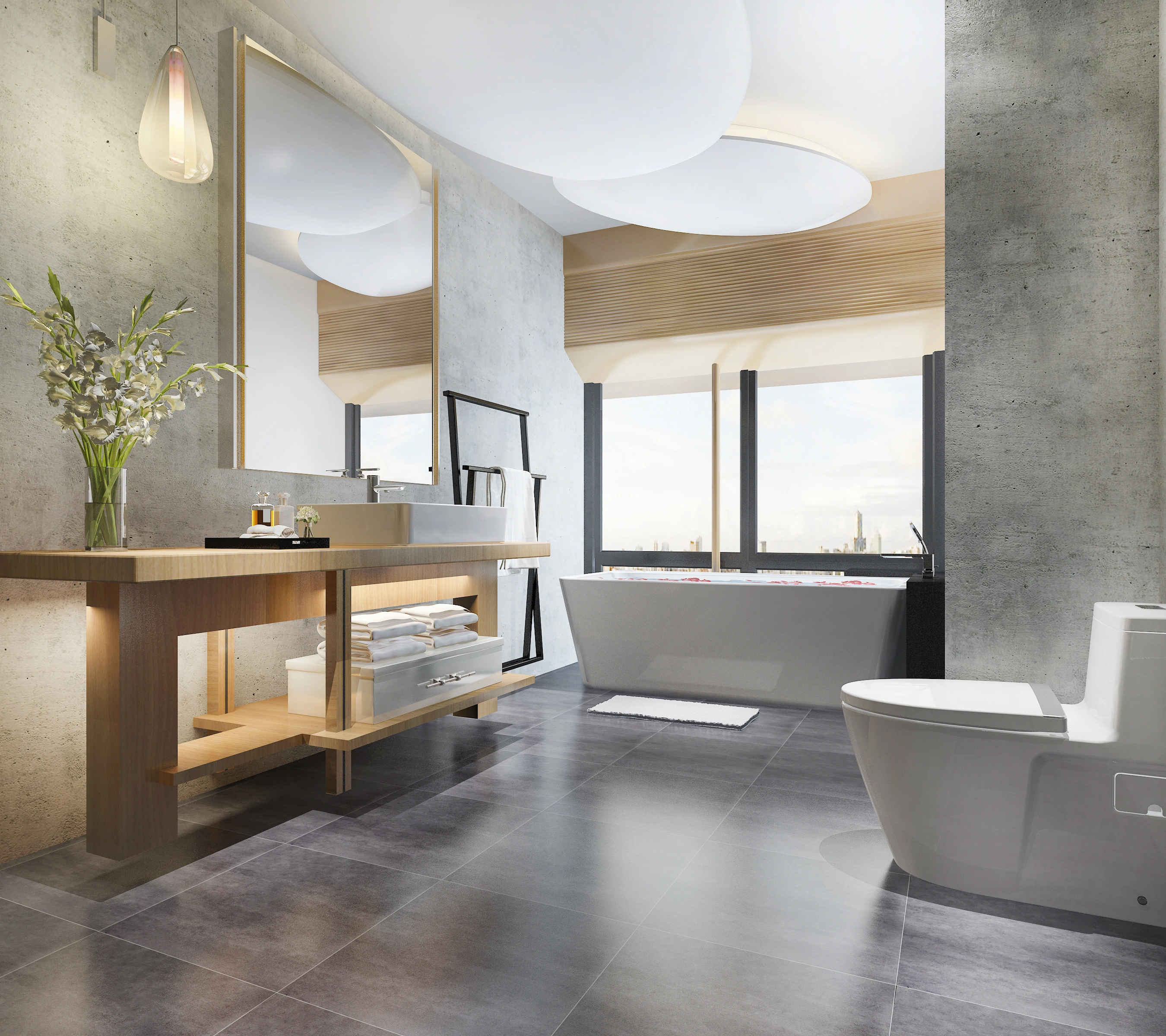 3D luxury modern bathroom design with elegant toilet